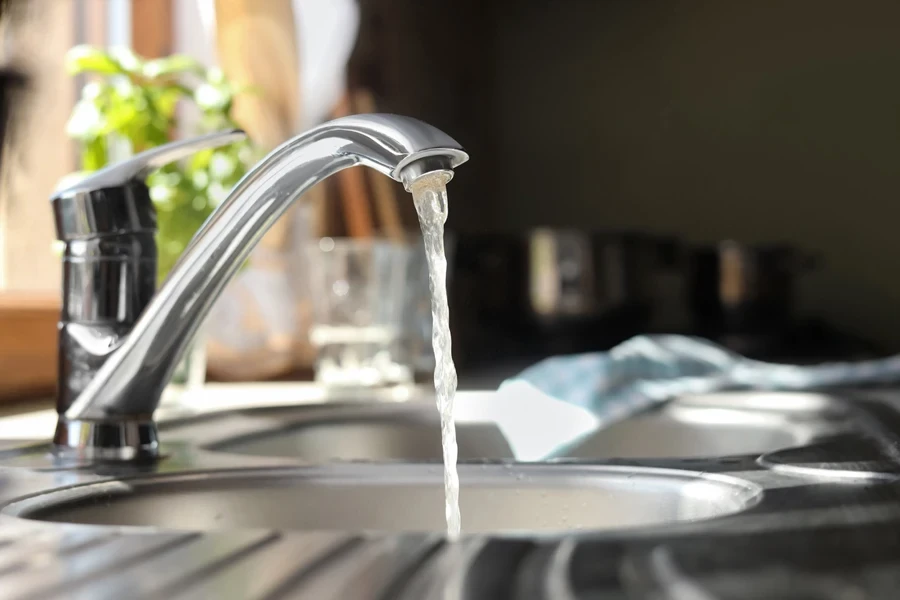 Water pouring from a tap