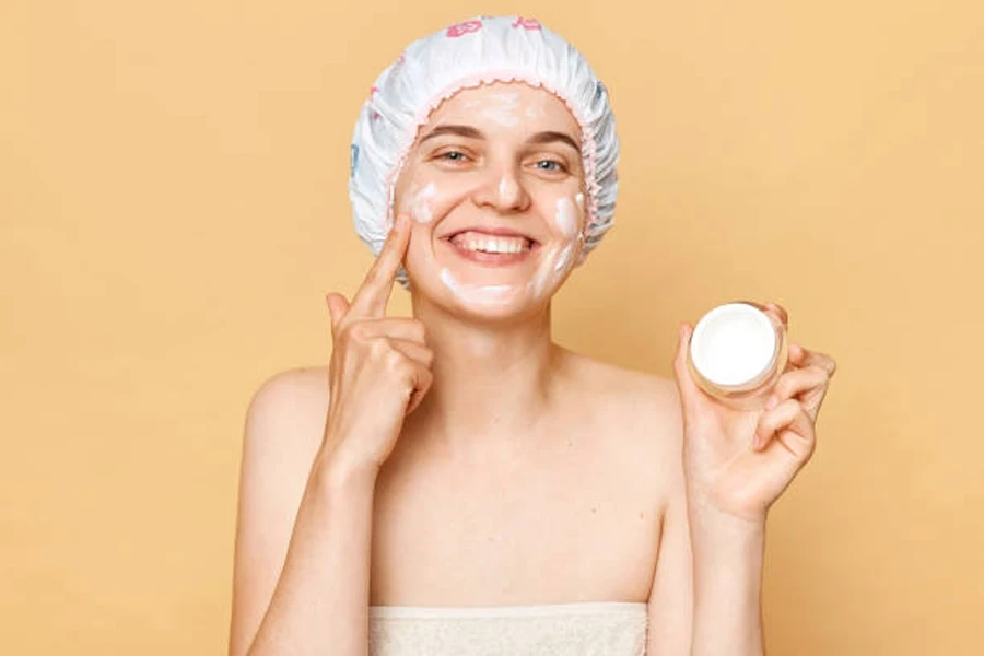 Woman Wearing Shower Cap