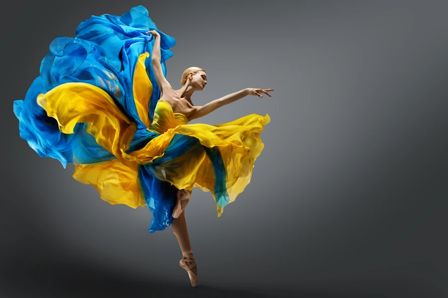 Woman in a colorful ballet outfit