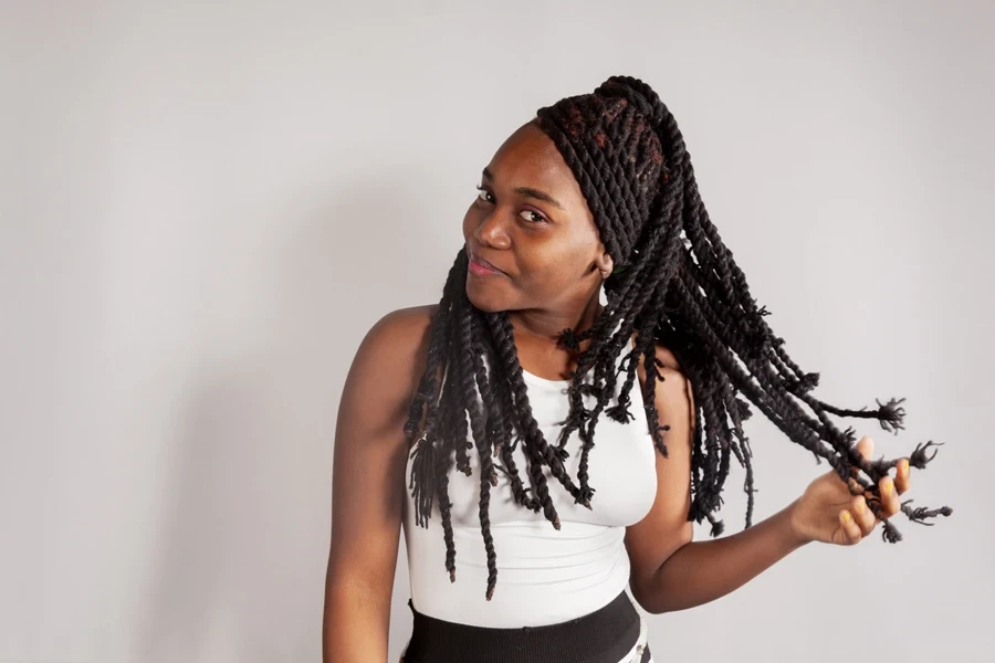 Woman with braided wig