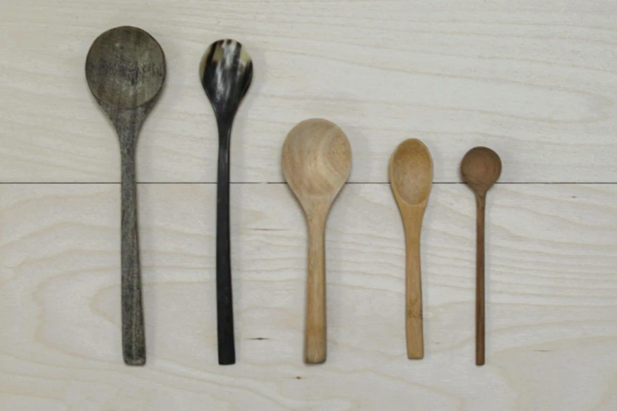 Wooden Spoons on Table