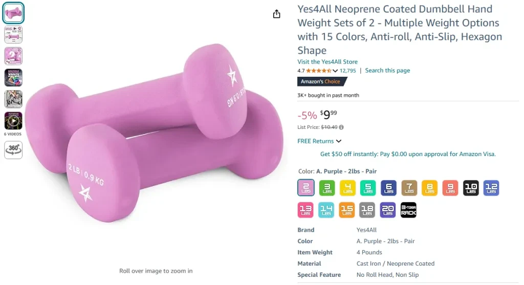 Yes4All Neoprene Coated Dumbbell Hand Weight Sets