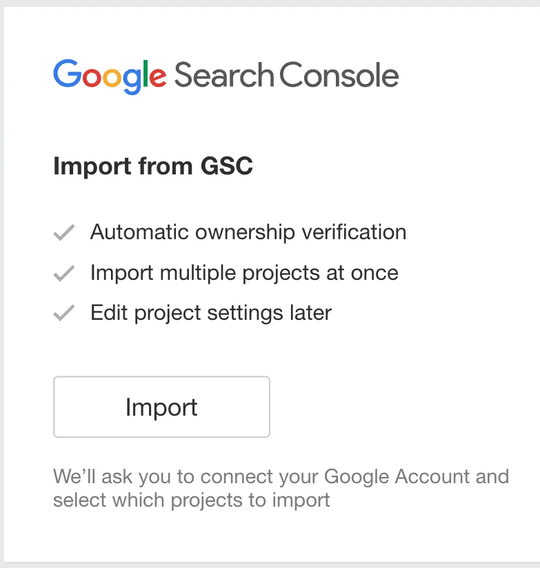 importing a project in ahrefs by using google sear