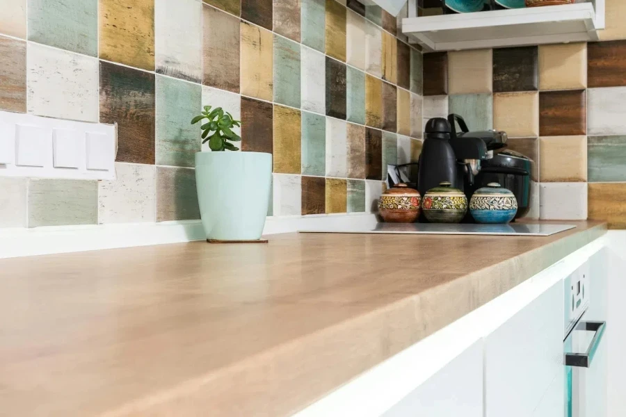 kitchen with tiles in different colors