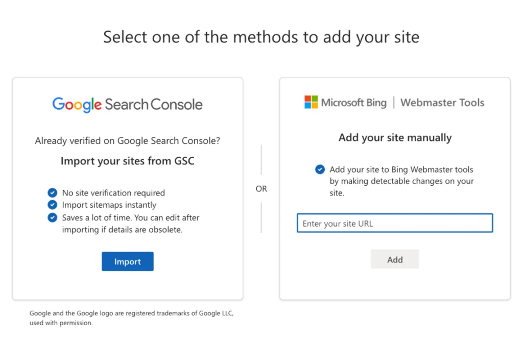 setting up bing webmaster tools using google search