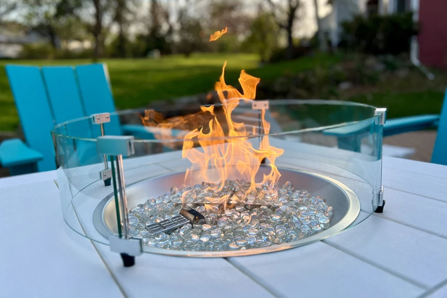 tabletop glass fire pit