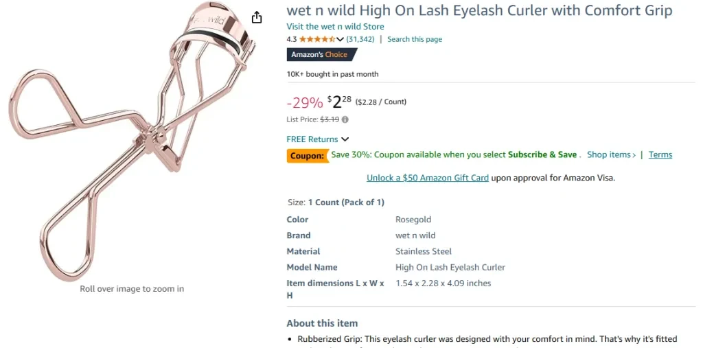 wet n wild High On Lash Eyelash Curler with Comfort Grip