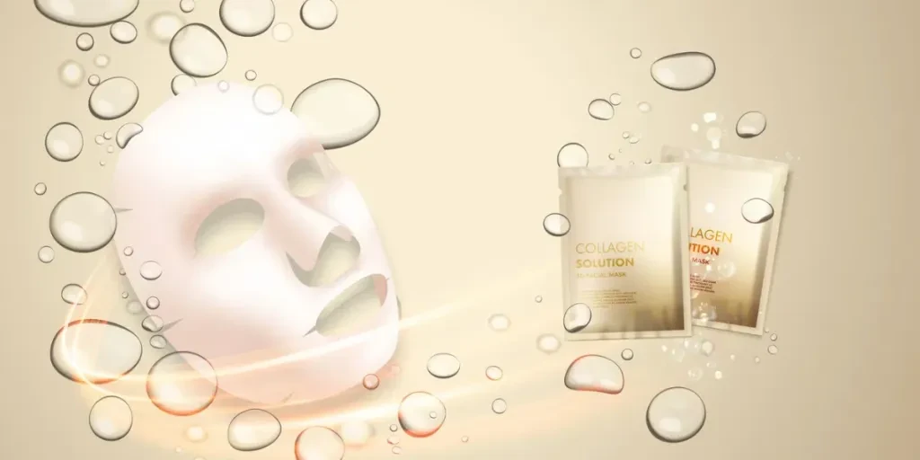 3D face skin treatment mask with collagen drops