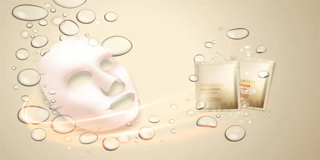 3D face skin treatment mask with collagen drops