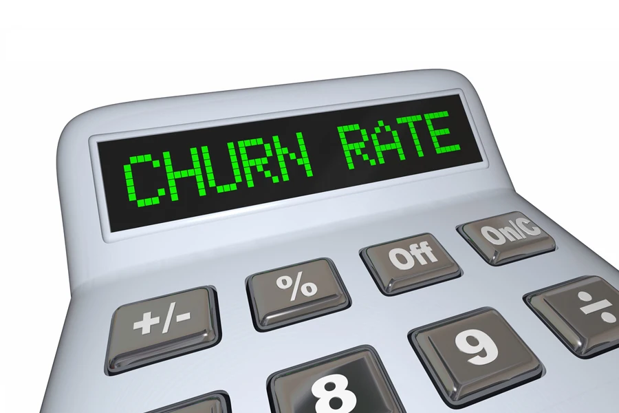 A calculator displaying churn rate