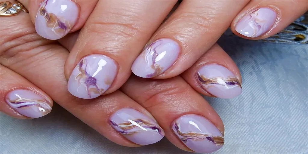 A close-up of a professional modern gel manicure