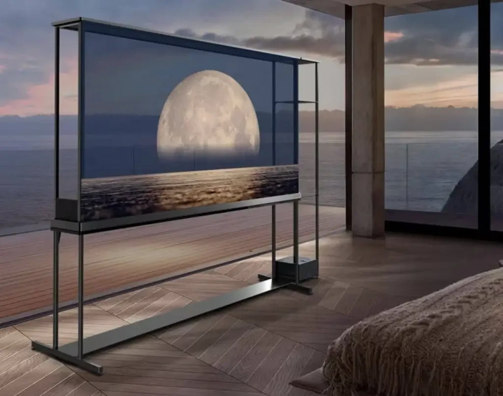 A living room with a TV serving as background noise.