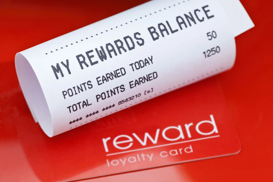 A receipt showing a customer's points earned from a loyalty program