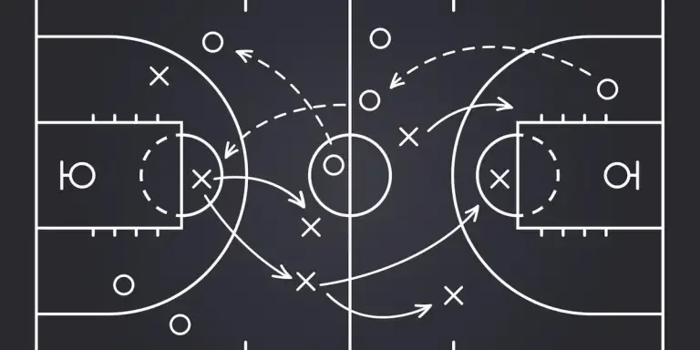 Basketbaall strategy field, game tactics chalkboard template
