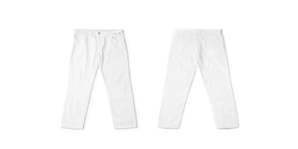 Blank white pants lying mock up