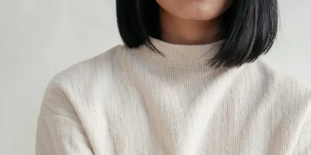 Close Up Showing Detail Of Cream Sweater