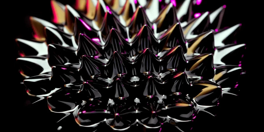 Ferrofluid structure induced by a neodymium magnet close-up