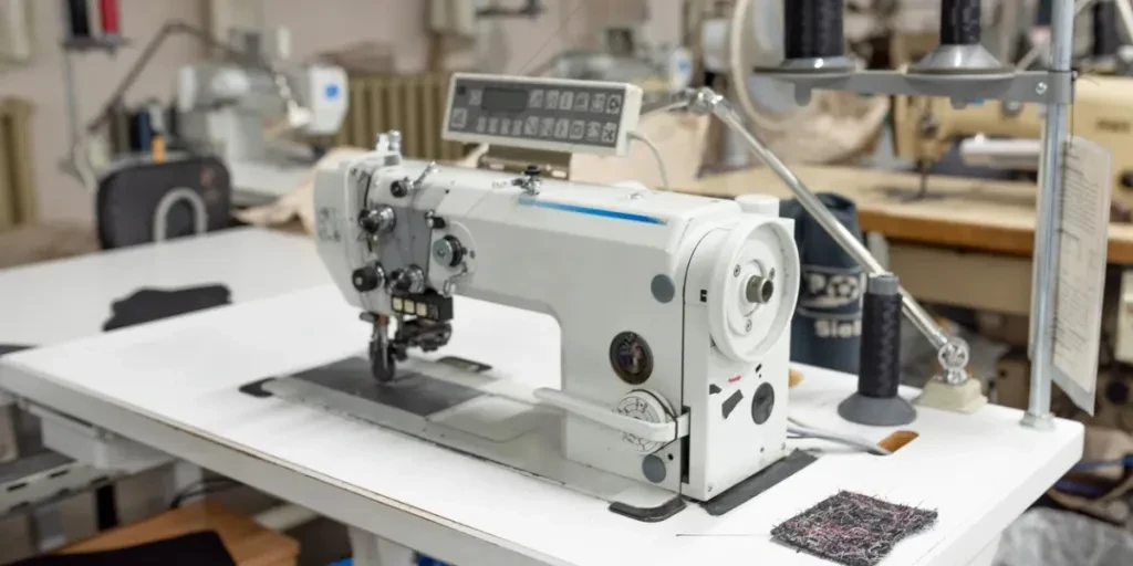 Industrial sewing machine in the work shop