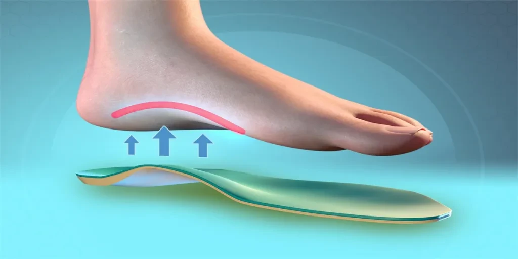 Insole supporting the arch of the foot. Digital illustration