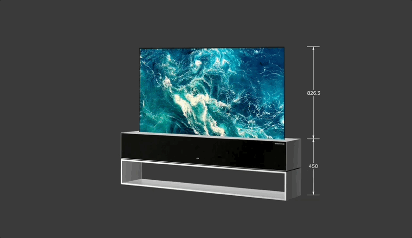 LG's rollable TV transitioning between modes.