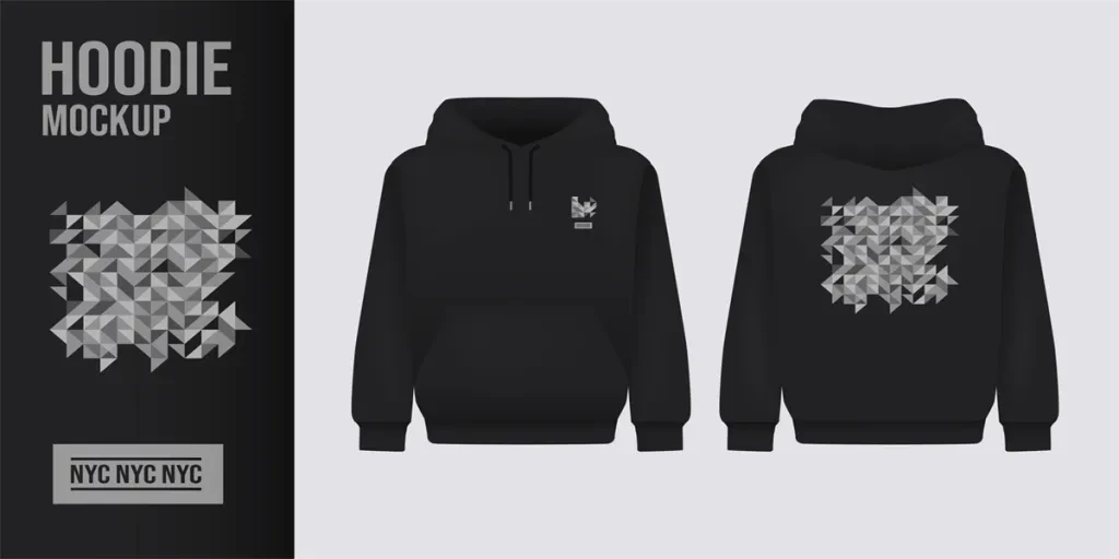 Men black hoody design concept. Realistic jumper mockup