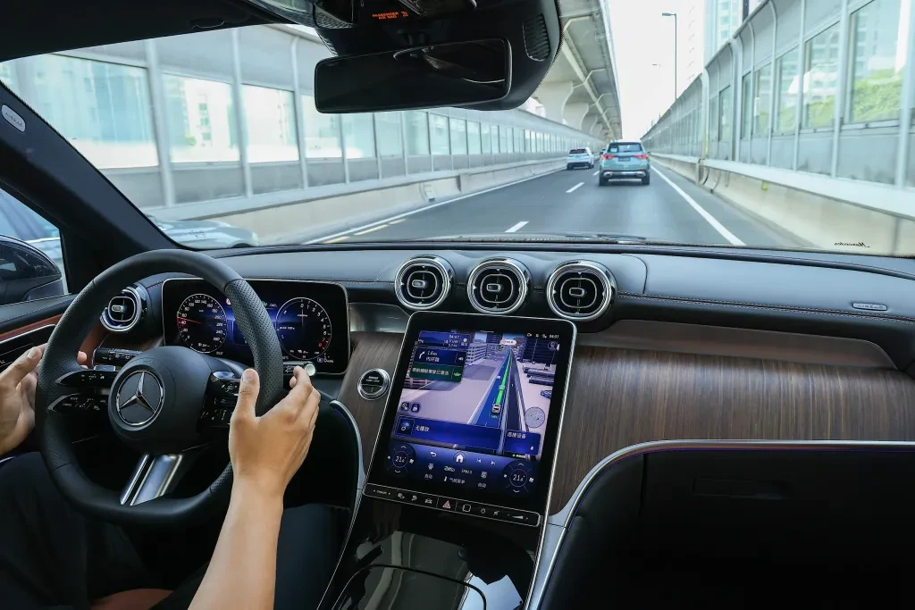 Mercedes-Benz car on a ramp