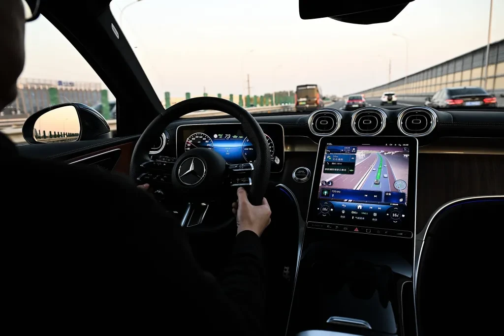 Mercedes-Benz vehicle equipped with new smart driving technology.