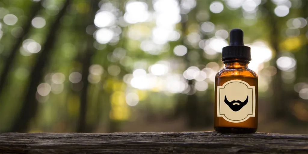 Natural beard oil, brown bottle. MOCKUP