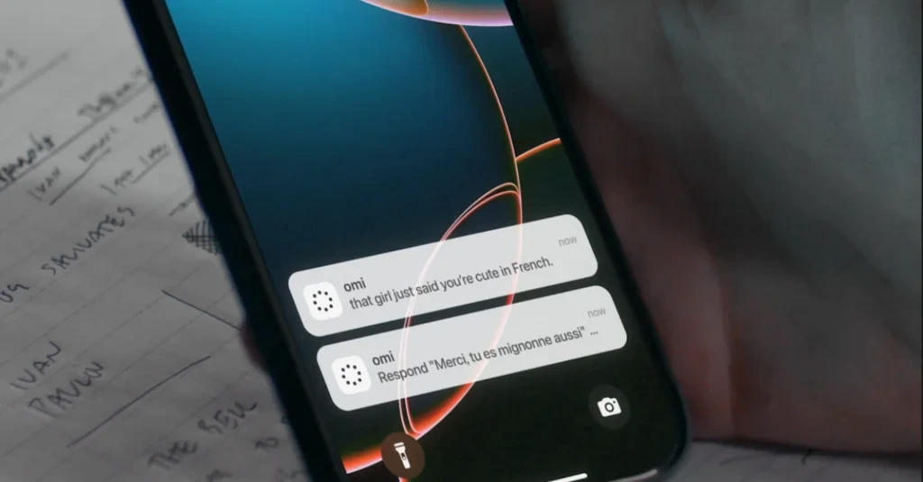 Omi App Notification showing a message on a smartphone.