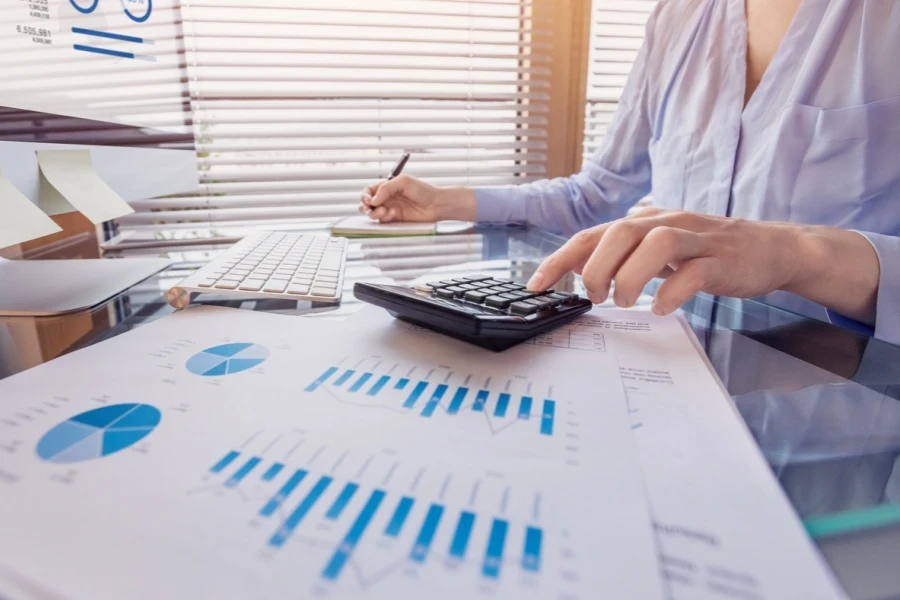 Person working on a financial report