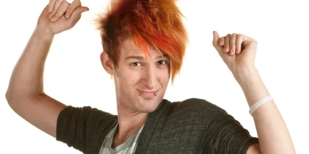 Teen with orange mohawk snapping fingers