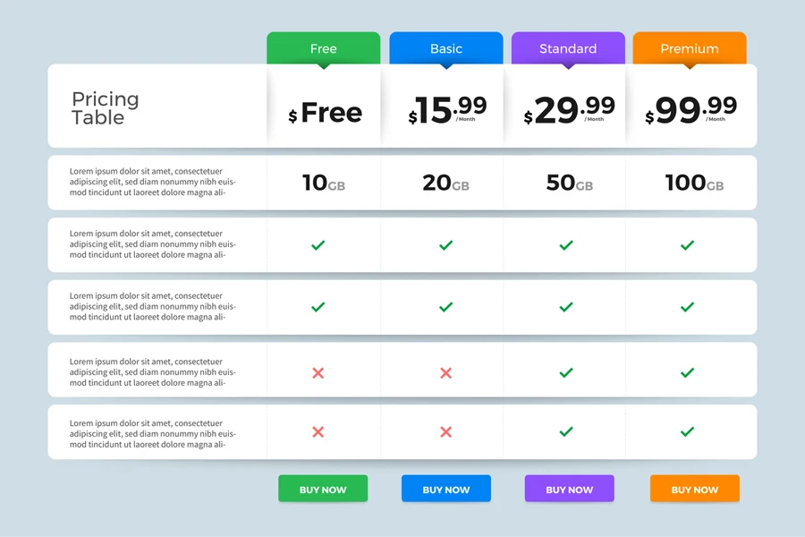 User interface showing flexible subscription plans