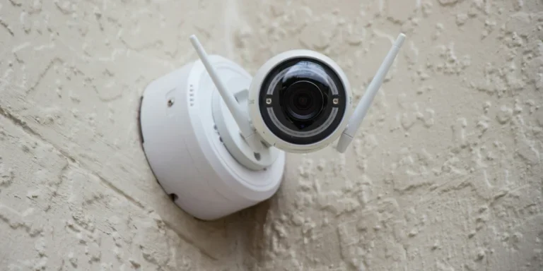 Wall with an outdoor camera