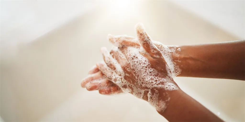 Washing hands soap and water for cleaning