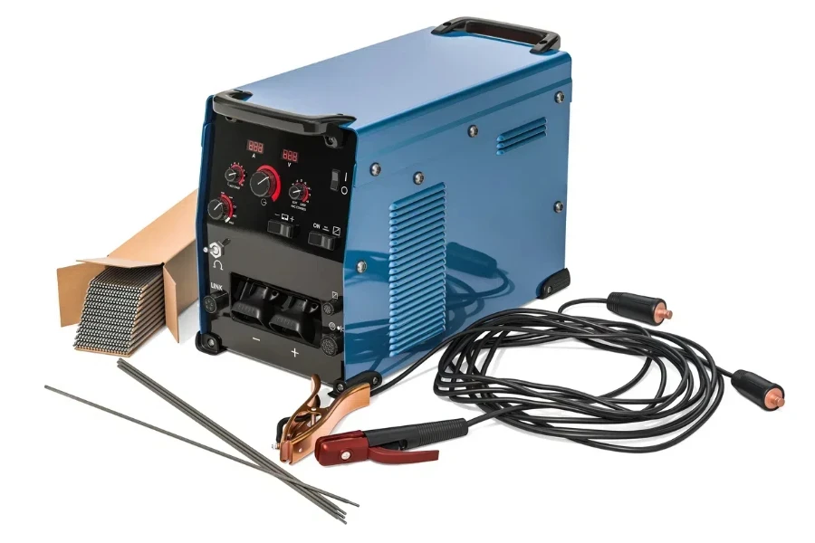 Welding machine, welding sticks with stick electrode holder, work cable and clamp