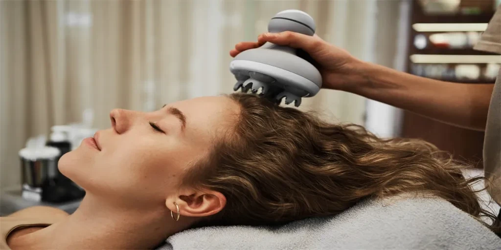 Women's face massage with gadgets