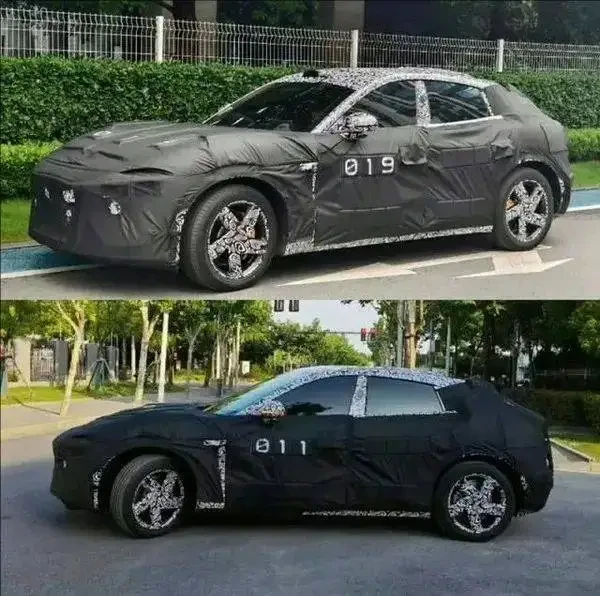 Xiaomi electric SUV spy photo resembling Ferrari Purosangue