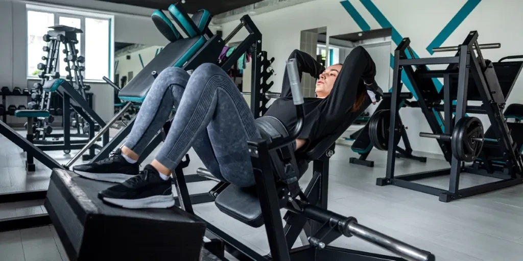 Young athletic woman having weight training