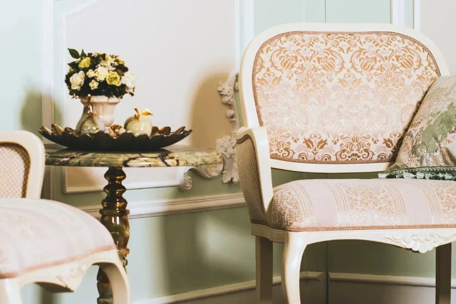 A floral patterned vintage furniture