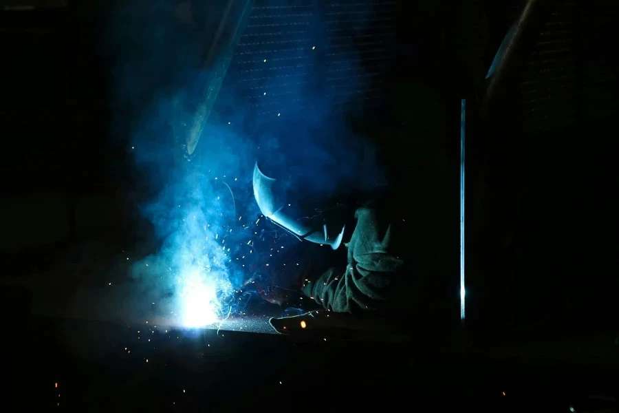 A person welding