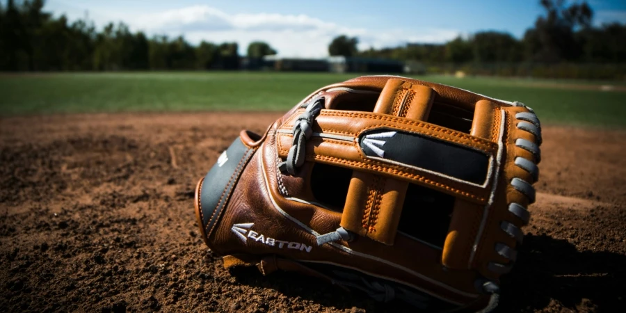 ball glove on dirt