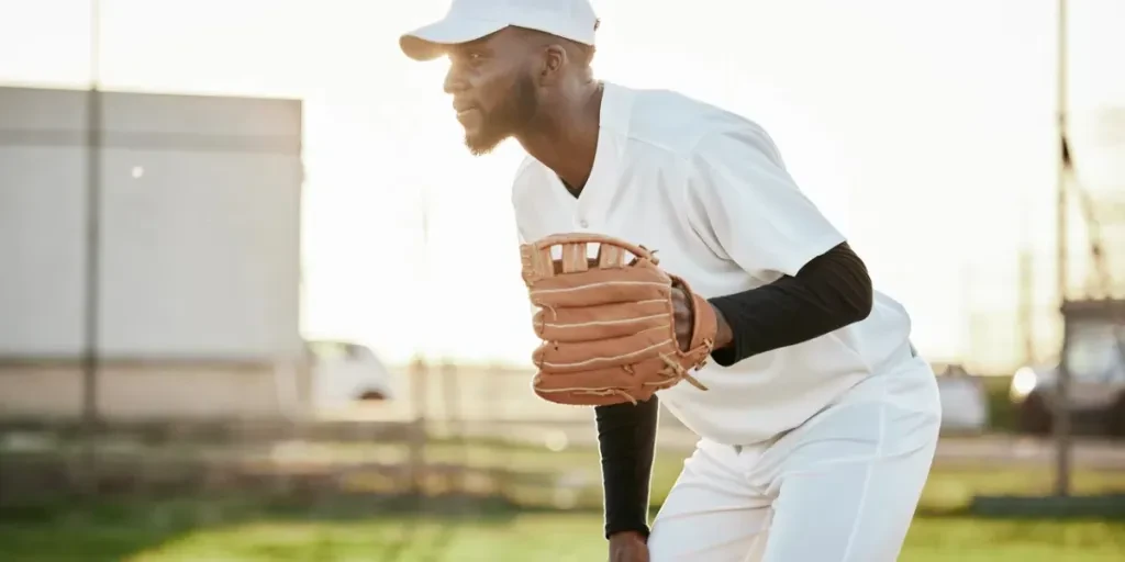 baseball player or hand glove