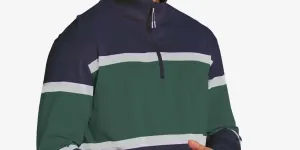 blue and green golf quarter zips