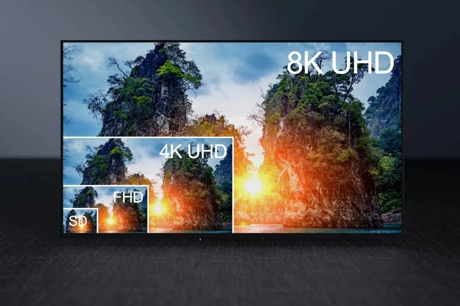 Different screen resolutions up to 4k and 8k UHD