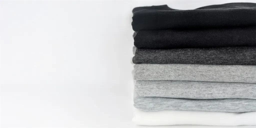 grey and white color (monochrome) t-shirts on white background