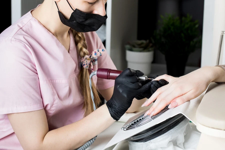 manicure process in a nail salon