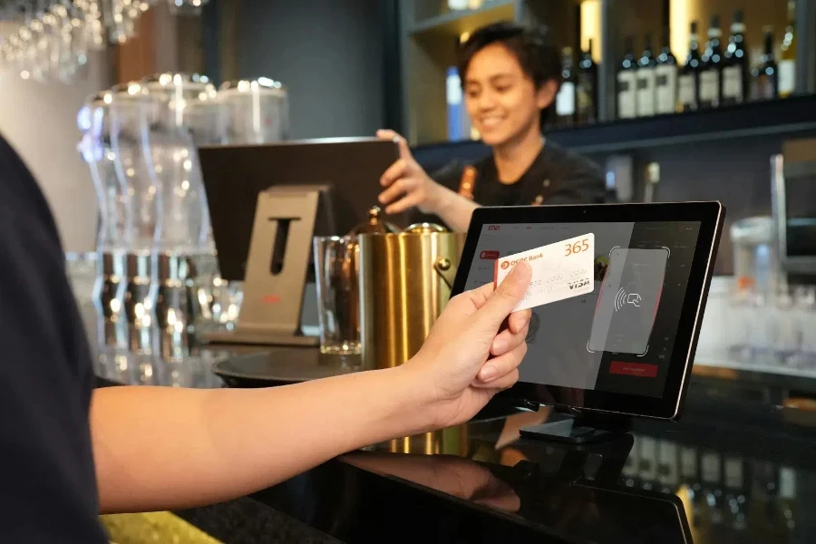 Person making a card payment