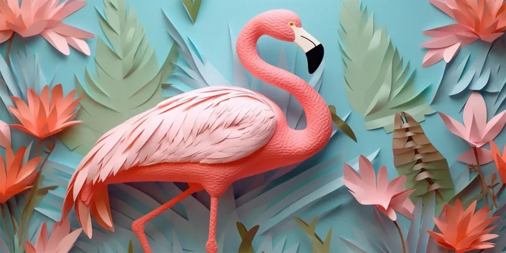 A pink flamingo wallpaper on a wall