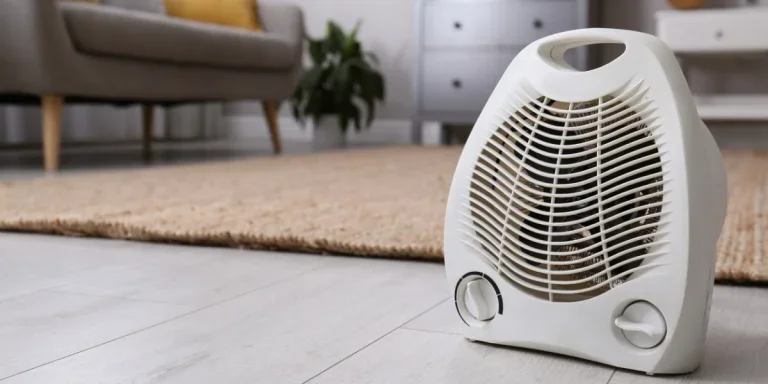 An electric fan heater on the floor