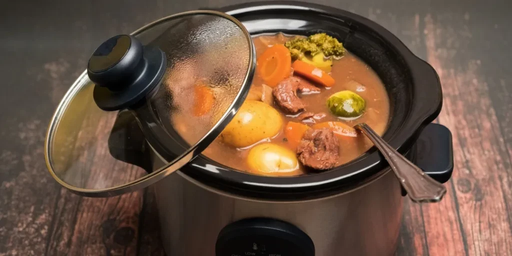 Beef stew in a small crockpot